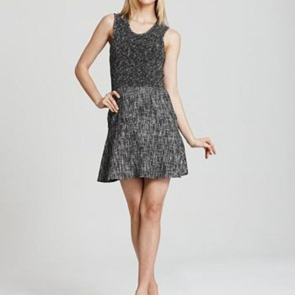 Theory Tweed Cozma Aglow Fit Flare Contrast Menswear Dress